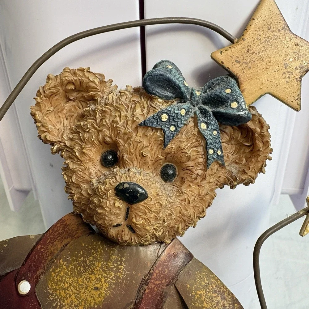Patriotic Teddy Bear Wall Decor Set of 3 Americana Folk Art Stars Home Interiors